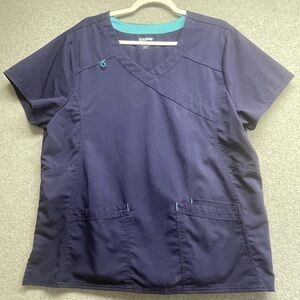 Scrubstar Scrubs Top, Adult XL Three Pocket Medical Shirt. Navy Blue. Nursing.